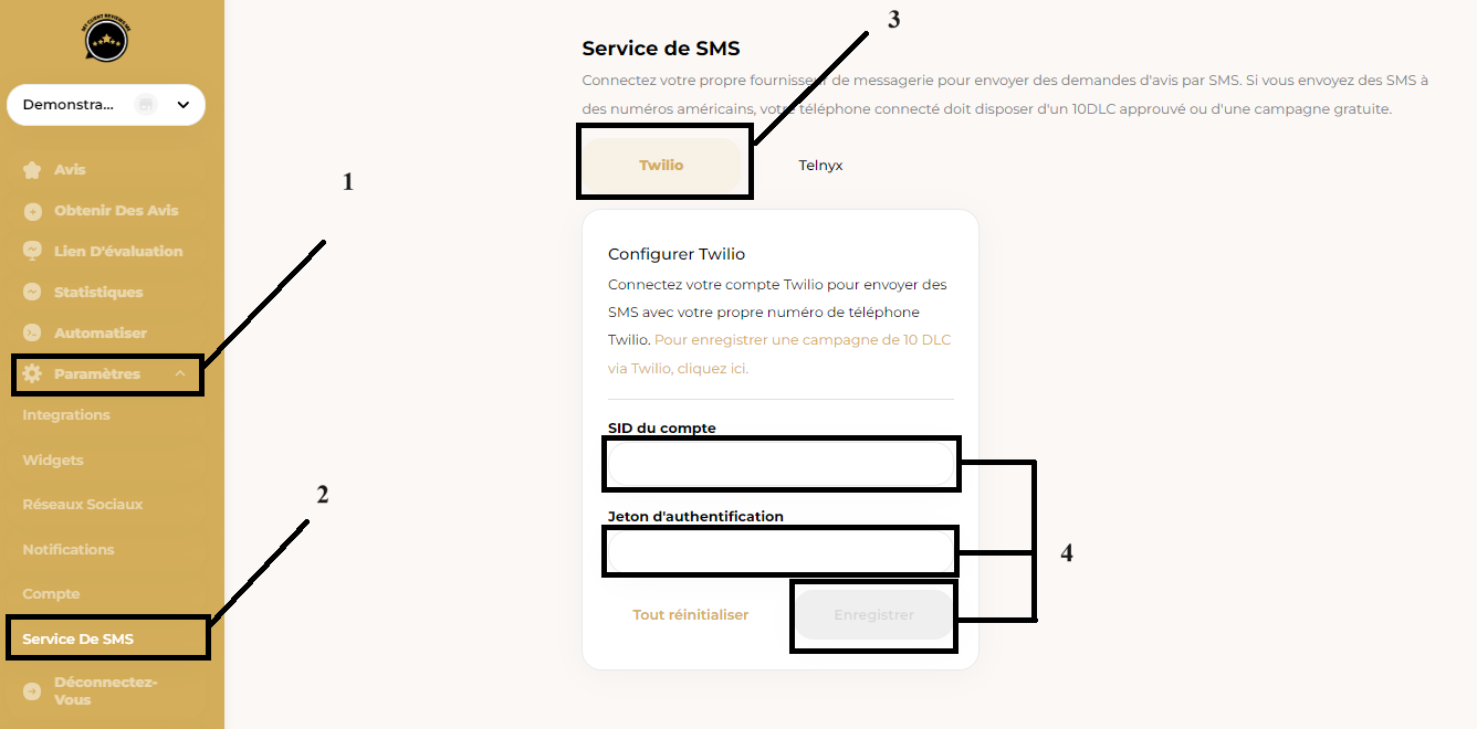 configuration Twilio